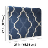 Wallpaper Double Damask Wallpaper // Dark Blue