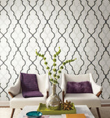 Wallpaper Double Damask Wallpaper // White & Black