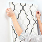 Wallpaper Double Damask Wallpaper // White & Black