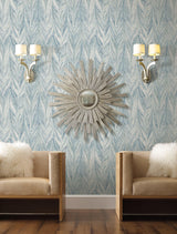 Wallpaper Ebru Marble Wallpaper // Blue Metallic