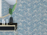 Wallpaper Ebru Swirls Peel & Stick Wallpaper // Blue