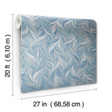 Wallpaper Ebru Swirls Peel & Stick Wallpaper // Blue