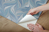 Wallpaper Ebru Swirls Peel & Stick Wallpaper // Blue