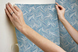 Wallpaper Ebru Swirls Peel & Stick Wallpaper // Blue