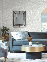 Wallpaper Egret Damask Wallpaper // Green