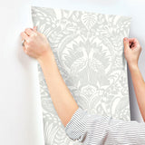 Wallpaper Egret Damask Wallpaper // Green