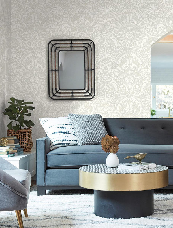 Wallpaper Egret Damask Wallpaper // Taupe