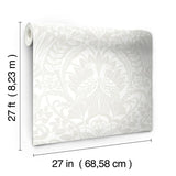 Wallpaper Egret Damask Wallpaper // White & Cream