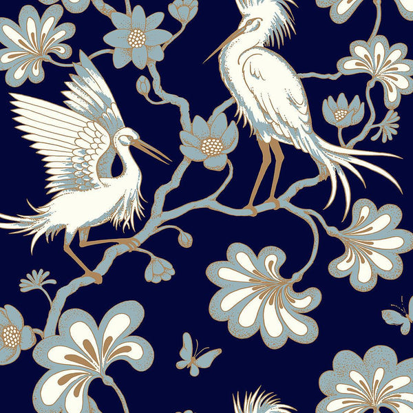 Wallpaper Egrets Wallpaper // Navy 
