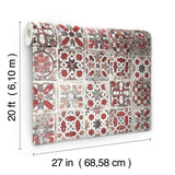 Wallpaper Encaustic Tile Peel & Stick Wallpaper // Red