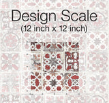 Wallpaper Encaustic Tile Peel & Stick Wallpaper // Red