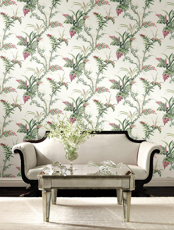 Wallpaper Enchanted Fern Wallpaper // Green & Red