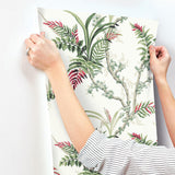 Wallpaper Enchanted Fern Wallpaper // Green & Red