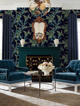 Wallpaper Enchanted Fern Wallpaper // Navy & Green