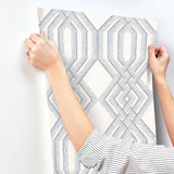 Wallpaper Etched Lattice Wallpaper // Blue