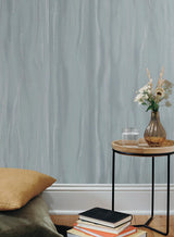 Wallpaper Fantasy Faux Bois Wallpaper // Blue & Silver