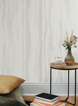 Wallpaper Fantasy Faux Bois Wallpaper // White & Pearl