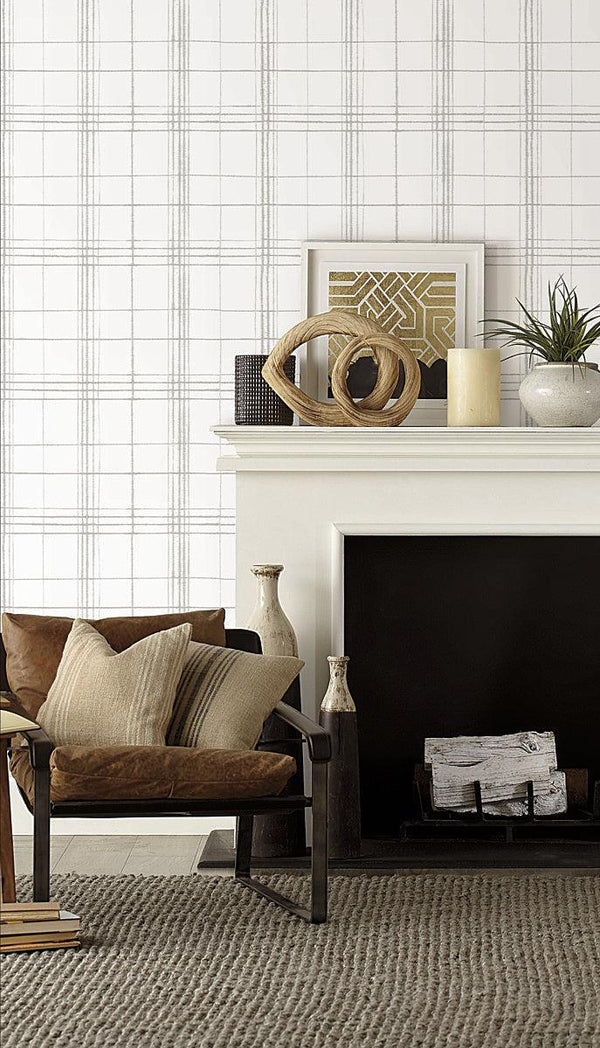 Wallpaper Farmhouse Plaid Wallpaper // Linen & White