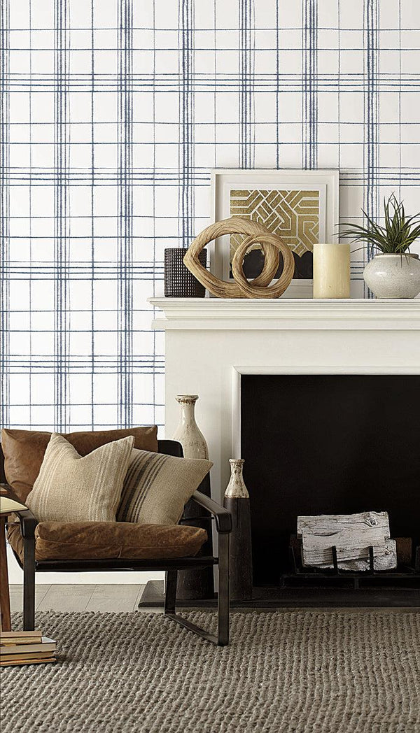 Wallpaper Farmhouse Plaid Wallpaper // Navy & White