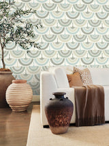 Wallpaper Feather & Fringe Wallpaper // Cream & Blue