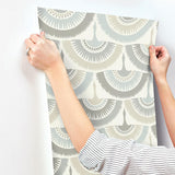 Wallpaper Feather & Fringe Wallpaper // Cream & Blue