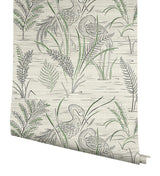 Wallpaper Fernwater Cranes Wallpaper // Black & Green