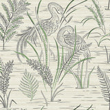 Wallpaper Fernwater Cranes Wallpaper // Black & Green