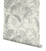Wallpaper Fernwater Cranes Wallpaper // Black & Grey