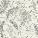 Wallpaper Fernwater Cranes Wallpaper // Black & Grey