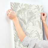 Wallpaper Fernwater Cranes Wallpaper // Brown & Blue