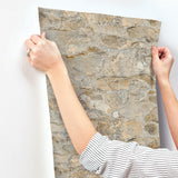 Wallpaper Field Stone Grasscloth Wallpaper // Tan & Grey