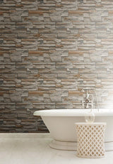 Wallpaper Flat Stone Wallpaper // Brown & Grey