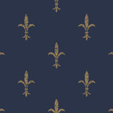 Wallpaper Fleur De Lis Wallpaper // Navy & Gold