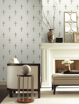 Wallpaper Fleur De Lis Wallpaper // White & Green