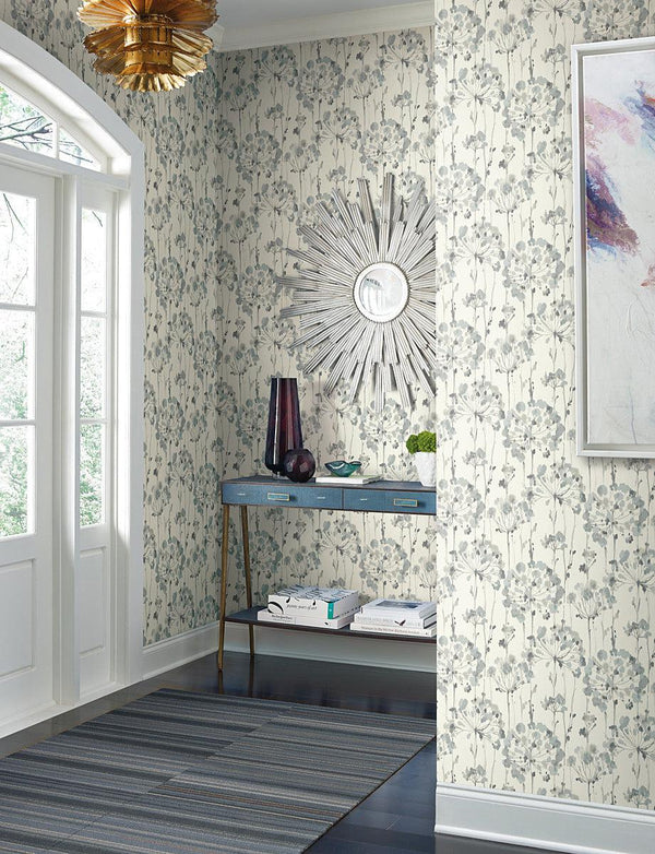 Wallpaper Flourish Wallpaper // Blue & Grey