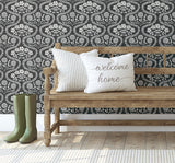 Wallpaper Folksy Floral Wallpaper // Black & White