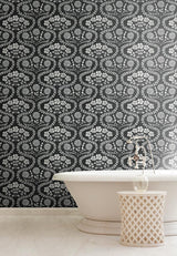 Wallpaper Folksy Floral Wallpaper // Black & White