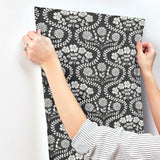 Wallpaper Folksy Floral Wallpaper // Black & White