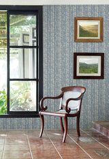 Wallpaper Fractured Herringbone Wallpaper // Blue