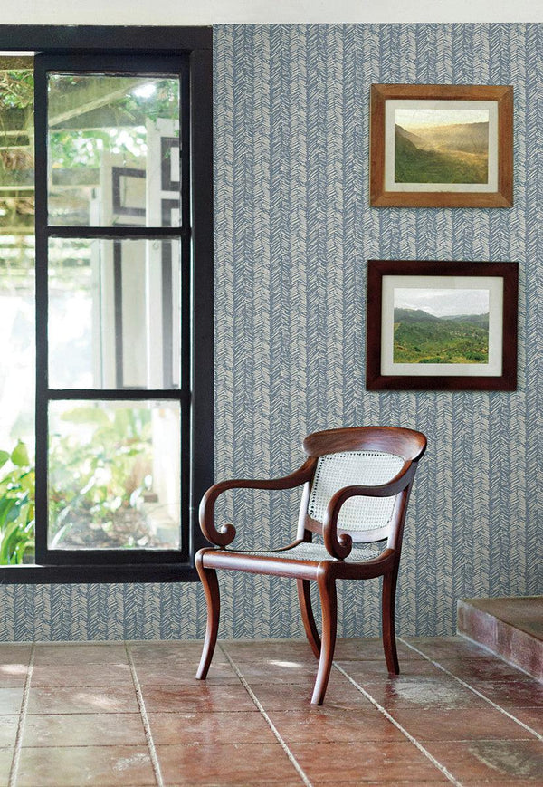 Wallpaper Fractured Herringbone Wallpaper // Blue