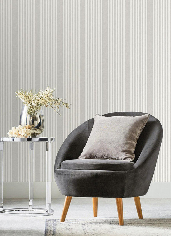 Wallpaper French Linen Stripe Wallpaper // Grey