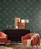 Wallpaper French Marigold Wallpaper // Teal & Gold