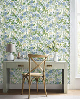 Wallpaper Garden Party Peel & Stick Wallpaper // Blue & Green Multi