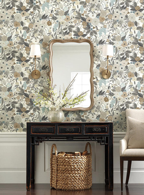 Wallpaper Garden Party Peel & Stick Wallpaper // Off White & Brown