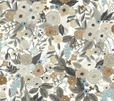 Wallpaper Garden Party Peel & Stick Wallpaper // Off White & Brown