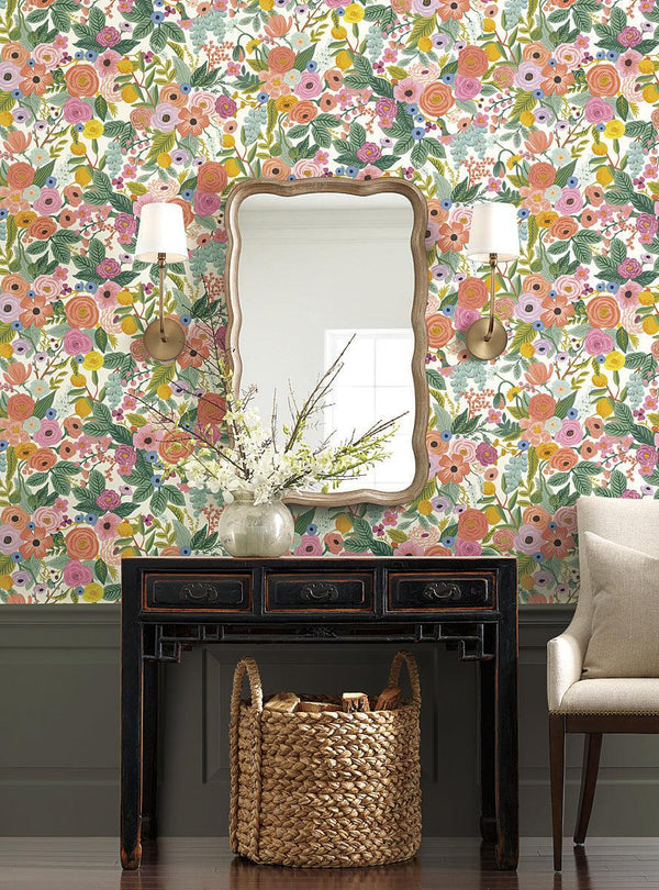 Wallpaper Garden Party Wallpaper // Coral & Orange