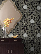 Wallpaper Gatsby Damask Wallpaper // Black