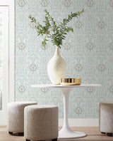 Wallpaper Gatsby Damask Wallpaper // Blue