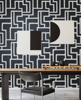 Wallpaper Graphic Polyomino Wallpaper // Black & White