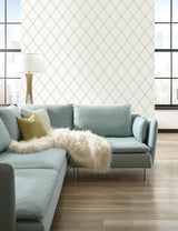 Wallpaper Graphic Trellis Wallpaper // White & Soft Grey